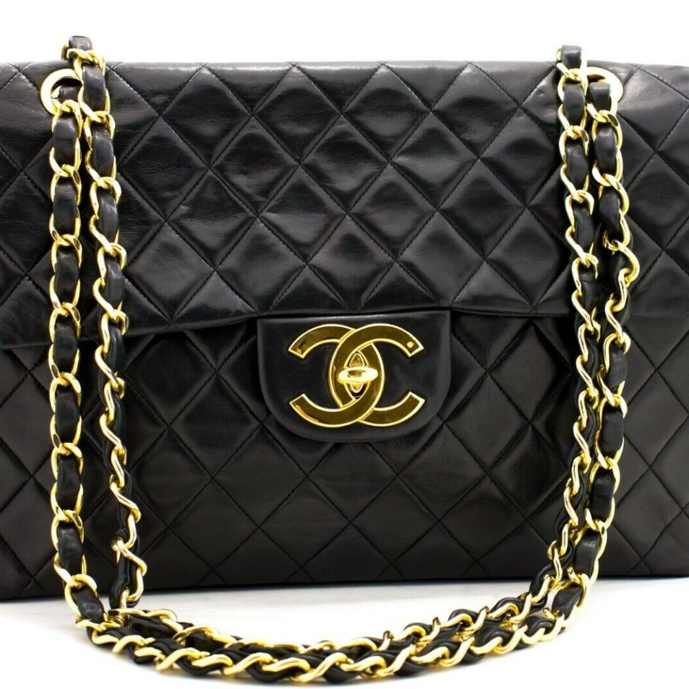 Chanel 2.55 XL Vintage Jumbo Classic Single Flap Timeless Maxi Cc Black - Picture 2 of 15
